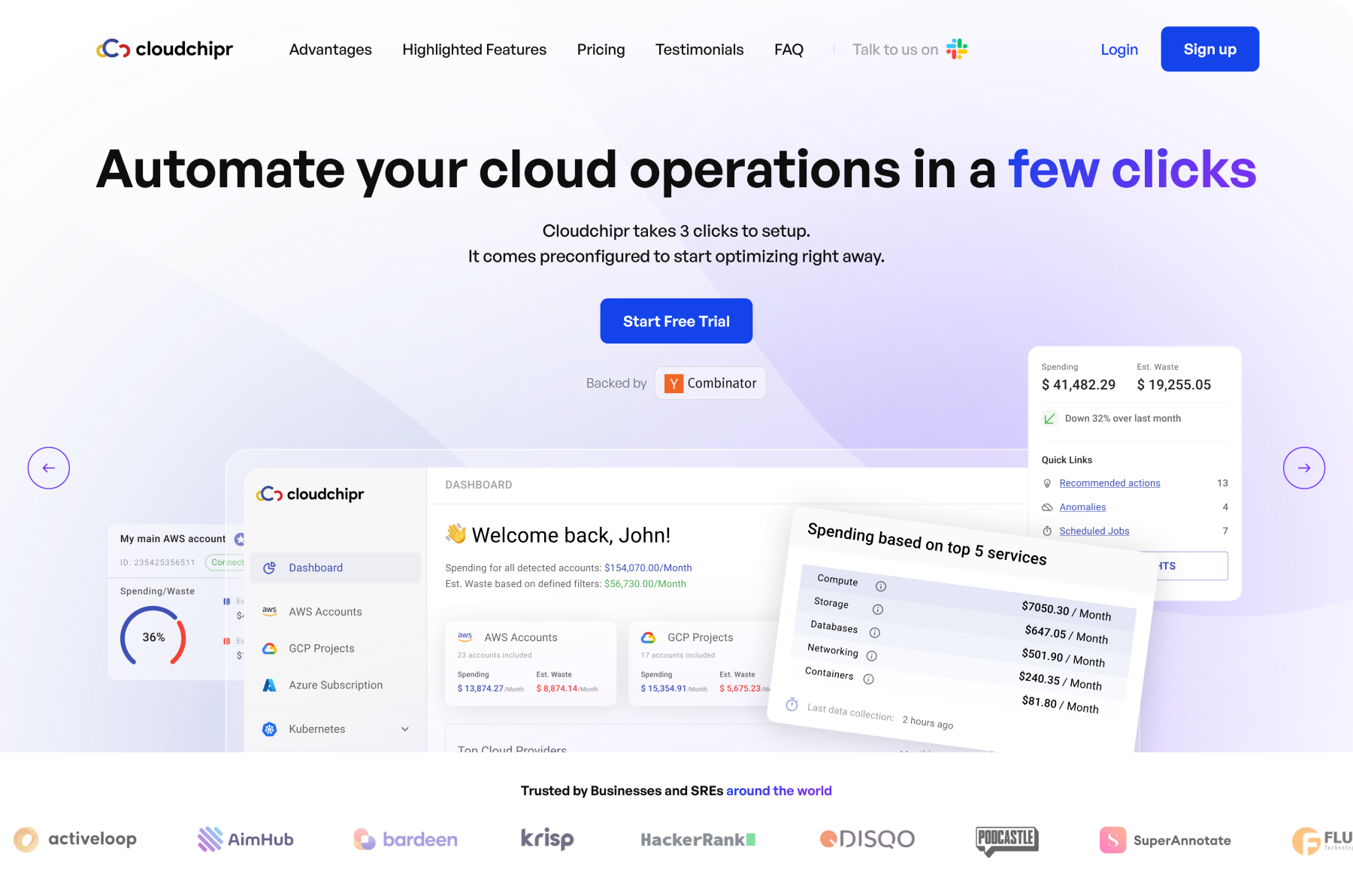 CloudChipr automated cloud cost optimization interface