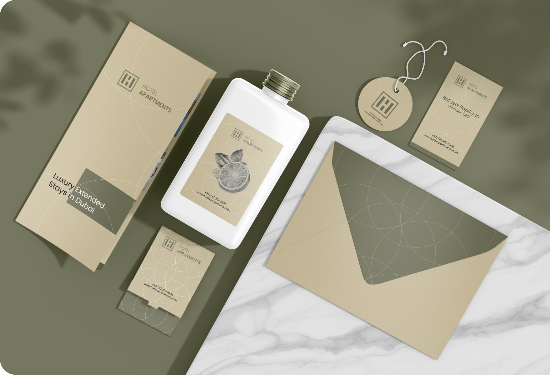 Hotel Apartments stationery and guest amenity applications