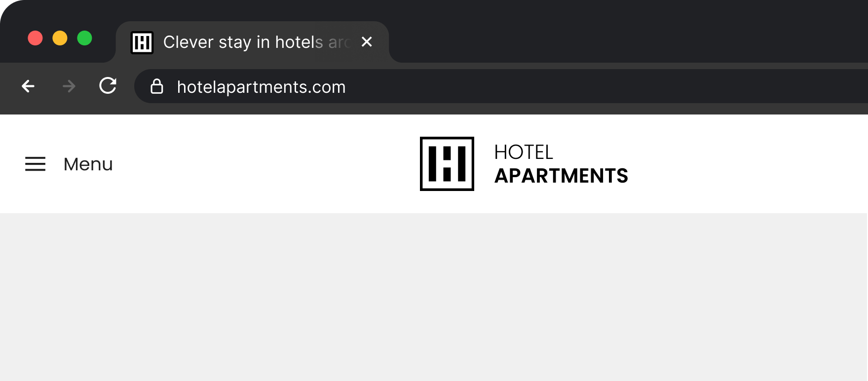 Hotel Apartments website browser interface