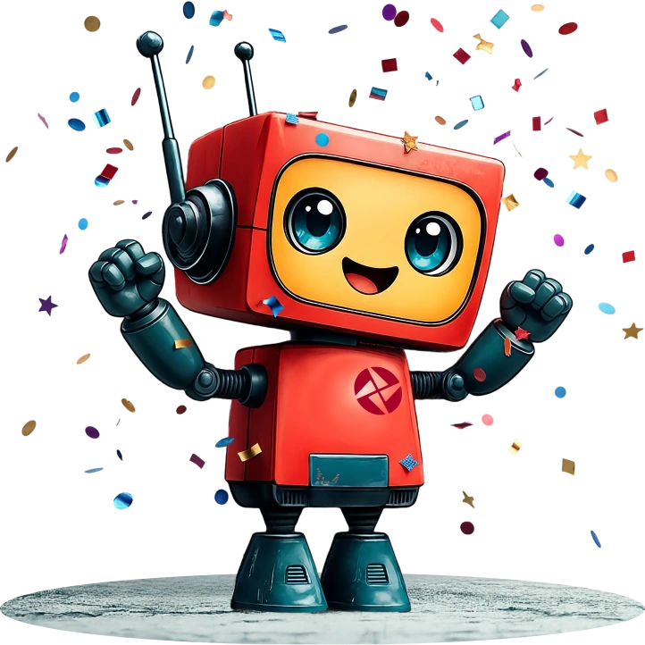Mascot celebrating an approved loan with confetti