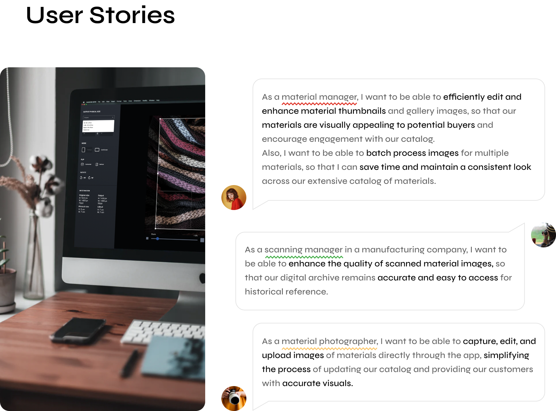 ME Photo Lab user stories