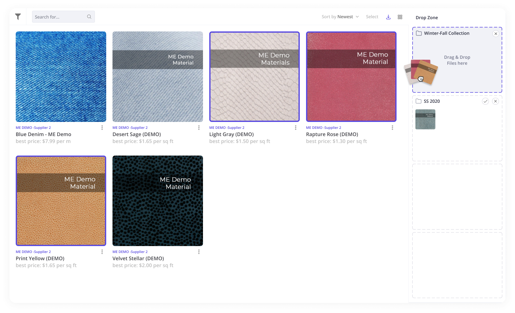 Material Exchange Dropzone workflow