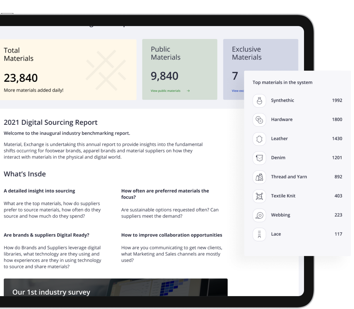 Personalized Material Exchange dashboard