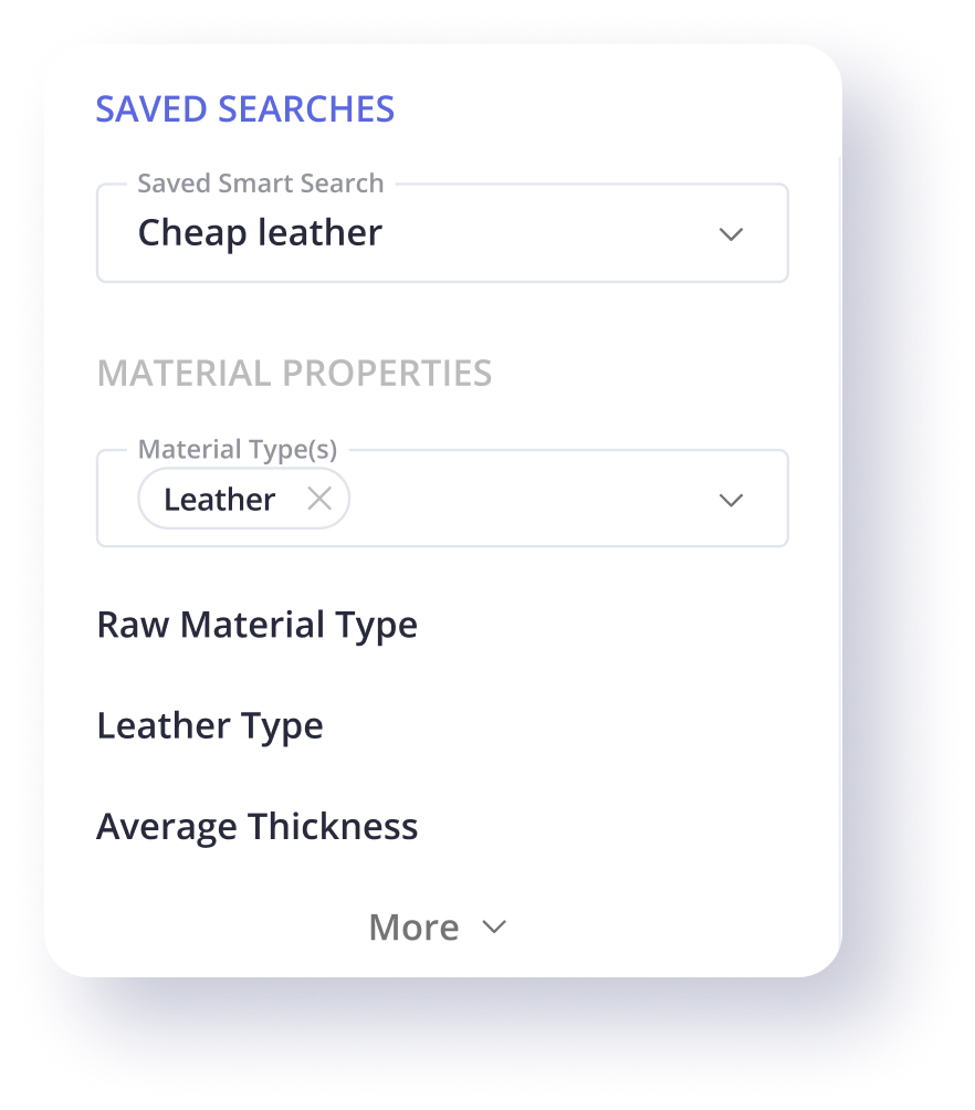 Saved Search criteria panel