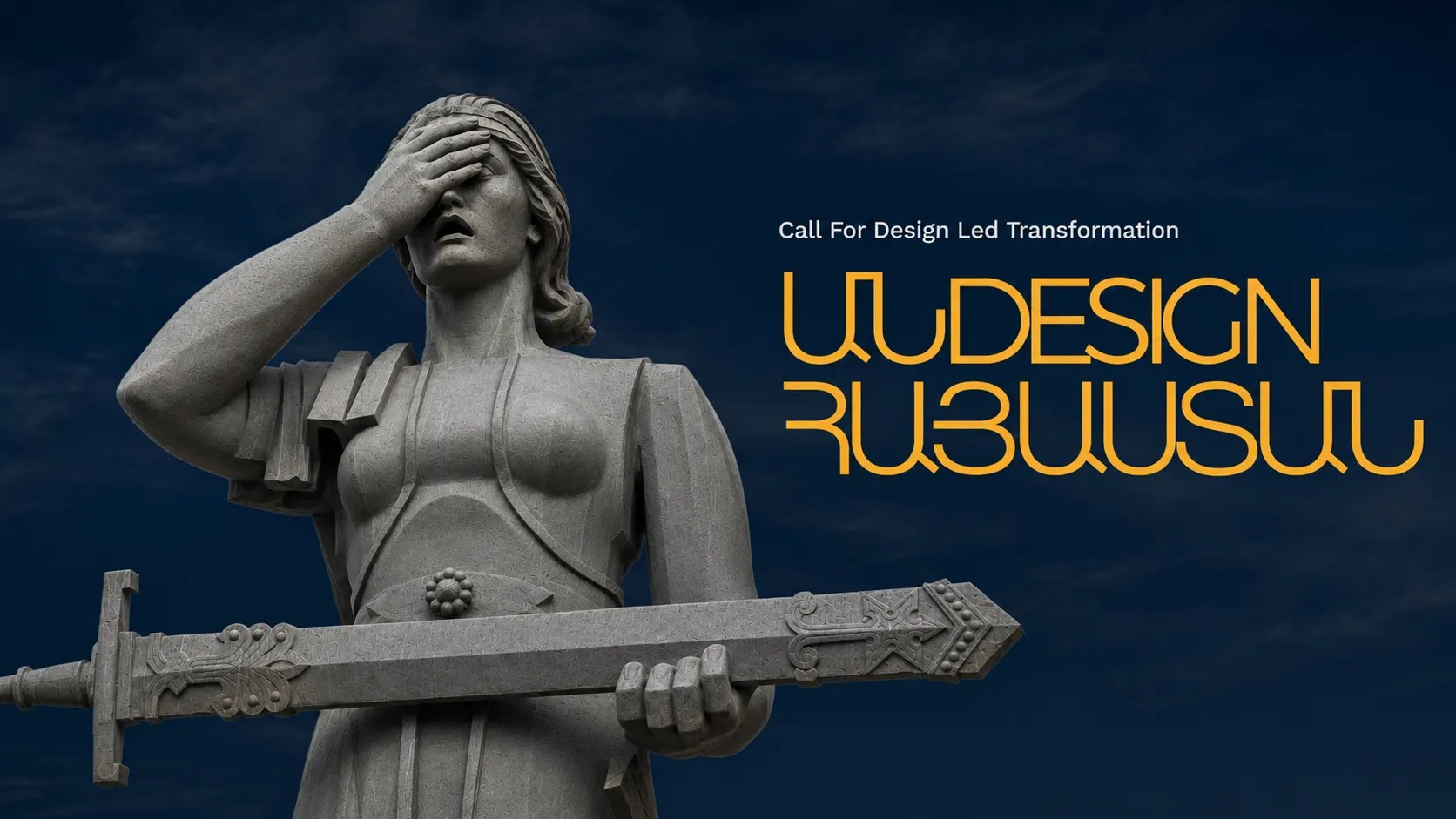 Mother Armenia statue covering her eyes — ԱնDesign Հայաստան, a call for design-led transformation