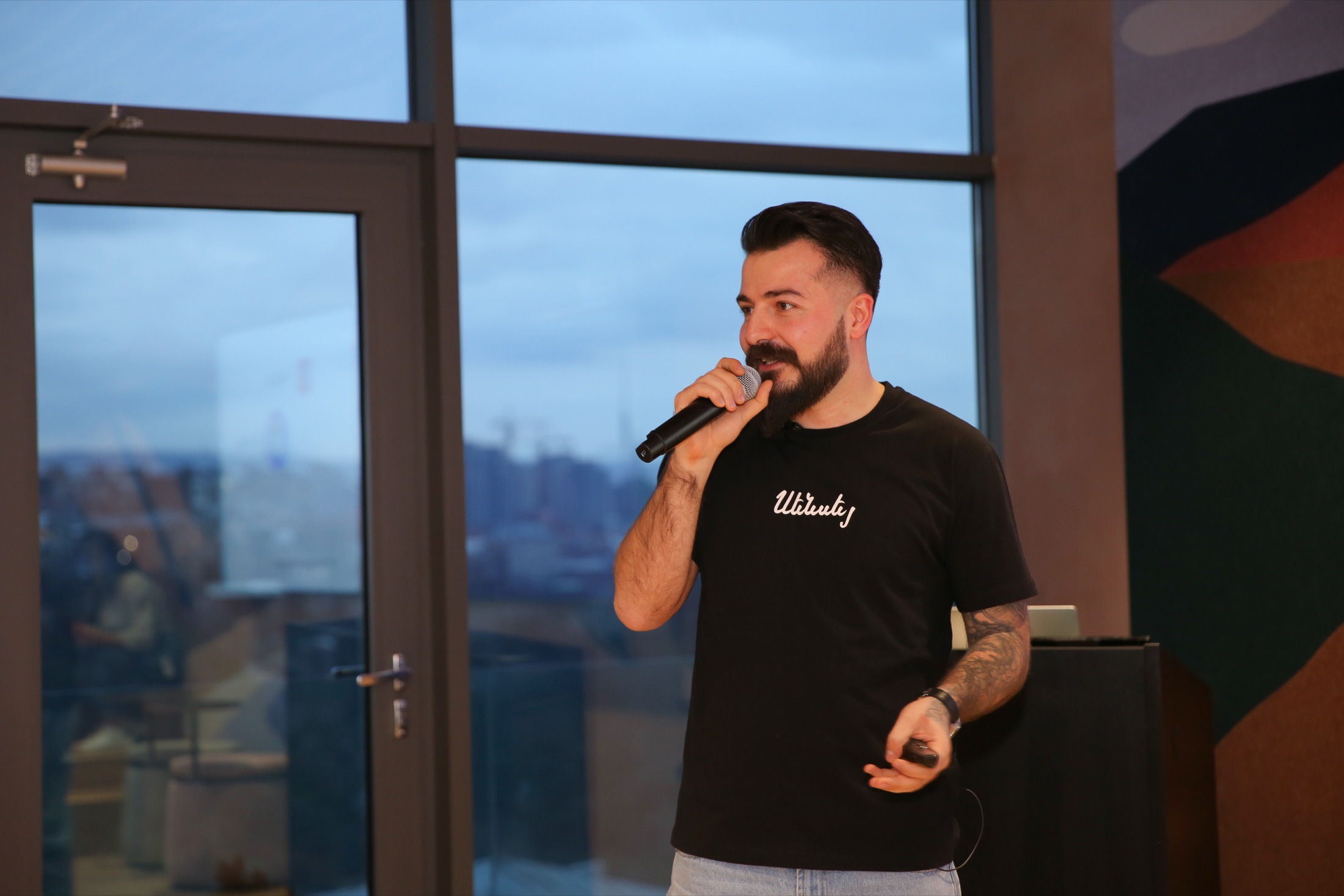 Davit Pedanyan speaking at UX Storm 1.1